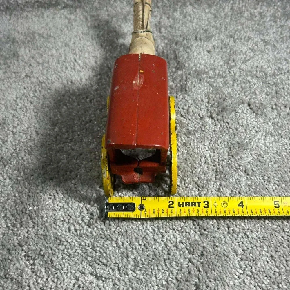 Vintage Cast Iron Ice Wagon Red Horse Drawn Carriage Toy Antique Style 6.5in